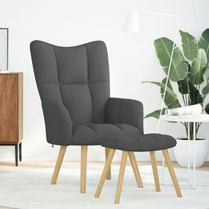 VidaXL Relaxstoel met voetenbank stof donkergrijs