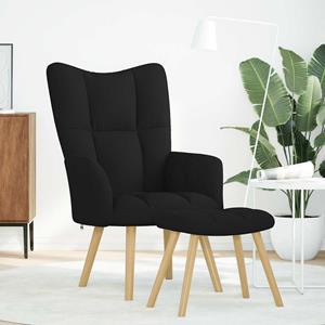 VidaXL Relaxstoel met voetenbank stof zwart