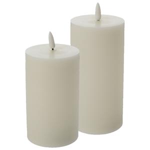 Cepewa LED kaarsen/stompkaarsen - set 2x - creme wit - H12,5 en H15 cm - flikkerend licht - timer -