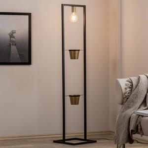 Luminex Vloerlamp Flores, 1-lamp, zwart/goud, staal