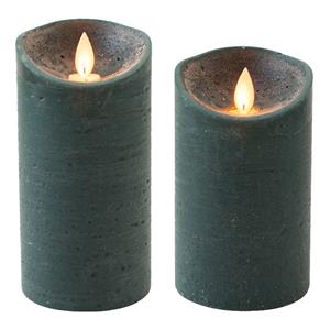 Anna's Collection Set van 2x stuks Antiek Groen Led kaarsen met bewegende vlam -