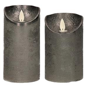 Anna's Collection Set van 2x stuks Antraciet grijze Led kaarsen met bewegende vlam -