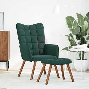 VidaXL Relaxstoel met voetenbank fluweel donkergroen