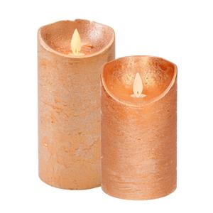 Anna's Collection Anna Collection - LED kaarsen/stompkaarsen - 2x st - koper - 12,5 en 15cm -