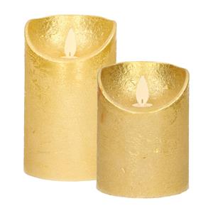Anna's Collection LED kaarsen/stompkaarsen - set 2x - goud - H10 en H12,5 cm - bewegende vlam -