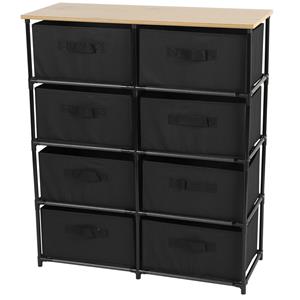 Urban Living Ladekast/organizer - met 8 lades - zwart - 76 x 30 x 89 cm - hout/metaal - hal/gang kastjes -