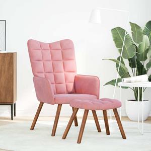 VidaXL Relaxstoel met voetenbank fluweel roze