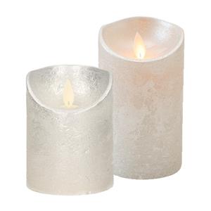 Anna's Collection LED kaarsen/stompkaarsen - set 2x - zilver - H10 en H12,5 cm - bewegende vlam -