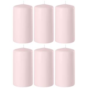 Enlightening Candles 6x Lichtroze cilinderkaarsen/stompkaarsen 6 x 8 cm 27 branduren -