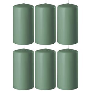 Enlightening Candles 6x Groene cilinderkaarsen/stompkaarsen 6 x 8 cm 27 branduren -
