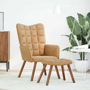 VidaXL Relaxstoel met voetenbank fluweel bruin