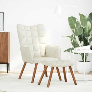 VidaXL Relaxstoel met voetenbank fluweel crèmekleurig
