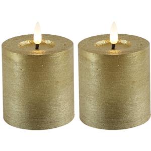 Countryfield LED kaarsen/stompkaarsen - 2x - goud - D7,5 x H8 cm - timer - warm wit -