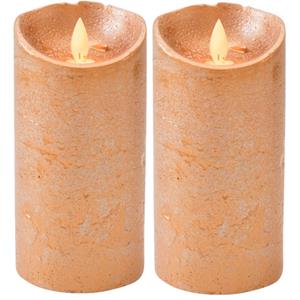 Anna's Collection Anna Collection - LED kaars/stompkaars - 2x st - koper - 15 cm - bewegende vlam -