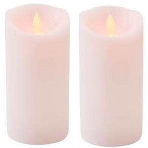 Anna's Collection 2x Roze LED kaars / stompkaars met bewegende vlam 15 cm -