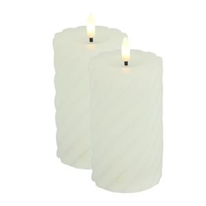 Countryfield Luxe LED kaars/stompkaars - 2x - wit - D7,5 x H12,5 cm - timer - warm wit licht -