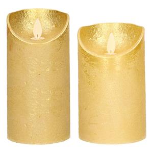Anna's Collection Set van 2x stuks Gouden Led kaarsen met bewegende vlam -