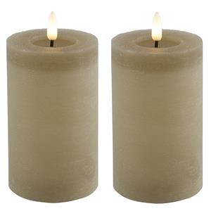 Countryfield LED kaarsen/stompkaarsen - 2x - beige - D7,5 x H12,5 cm - timer -