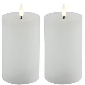 Countryfield LED kaarsen/stompkaarsen - 2x - wit - D7,5 x H12,5 cm - timer -
