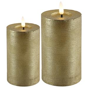 Countryfield LED kaarsen/stompkaarsen - set 2x - goud - D7,5 x H8 en H12,5 cm - warm wit -