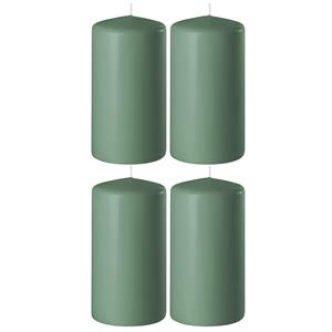 Enlightening Candles 4x Groene cilinderkaarsen/stompkaarsen 6 x 15 cm branduren -
