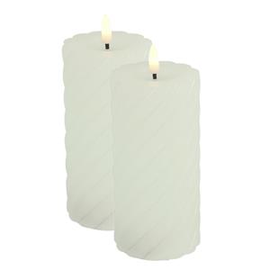 Countryfield Luxe LED kaars/stompkaars - 2x - wit - D7,5 x H15 cm - timer - warm wit licht -