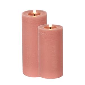 Countryfield LED kaarsen/stompkaarsen set - 2x st- roze - H12,5 en H15 cm -