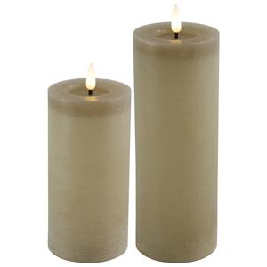 Countryfield LED kaarsen/stompkaarsen - set 2x - beige - H12,5 en H15 cm - timer - warm wit -