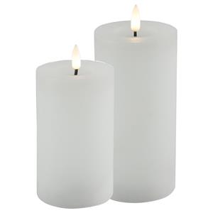 Countryfield LED kaarsen/stompkaarsen - set 2x - wit - D7,5 x H12,5 en H15 cm - timer - warm wit -