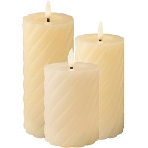 Lumineo Luxe LED kaarsen/stompkaarsen - set 3x st - creme wit - D7,5 - met timer -