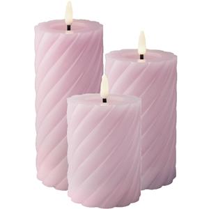 Lumineo Luxe LED kaarsen/stompkaarsen - set 3x st - lila paars - D7,5 - met timer -