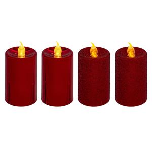 Feeric lights & Christmas Feeric Lights LED kaarsen/stompkaarsen set - 12x stuks - rood - H7,5 cm kunststof -