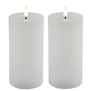 Countryfield LED kaarsen/stompkaarsen - 2x - wit - D7,5 x H15 cm - timer -