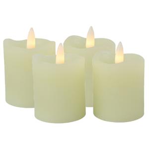 Countryfield LED kaarsen/stompkaarsen - 4x st - creme wit - D5 x H7,2 cm - timer - warm wit -
