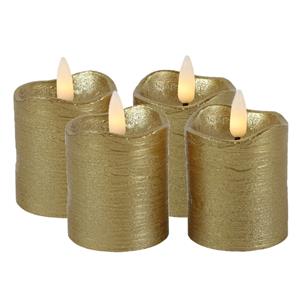 Countryfield LED kaarsen/stompkaarsen - 4x st - goud - D5 x H7,2 cm - timer - warm wit -