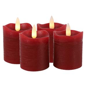 Countryfield LED kaarsen/stompkaarsen - 4x st - rood - D5 x H7,2 cm - timer - warm wit -
