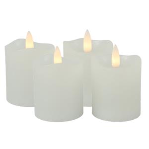 Countryfield LED kaarsen/stompkaarsen - 4x st - wit - D5 x H7,2 cm - timer - warm wit -