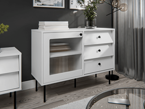 Mobistoxx Dressoir AURALU 1 deur 3 lades wit