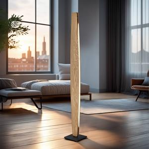 Quitani LED vloerlamp Persida, hoogte 150 cm, eiken, 2.700 K