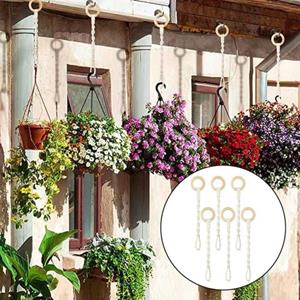HOMEKA Bloempot Lanyards Meerstrengig Touw Gevlochten Hangplant Dikke Houten Ring Sterk Draagvermogen Plant Hangende Touwen Tuingereedschap 6pcs