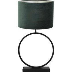 Light & Living Tafellamp Liva|Velours - Zwart|Donkergroen - Ø40x78,5cm