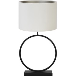 Light & Living Tafellamp Liva|Velours - Zwart|Off white - Ø40x78,5cm