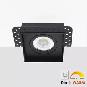 Letsleds Bella Ondiepe LED inbouw 40mm trimless spot kantelbaar 7Watt vierkant ZWART IP65 dimbaar - dim to warm - interne driver