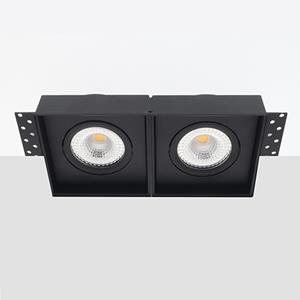 Letsleds Bella Ondiepe LED inbouw 40mm trimless spot kantelbaar 5Watt vierkant dubbel ZWART IP65 dimbaar - interne driver