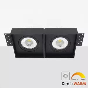 Letsleds Bella Ondiepe LED inbouw 40mm trimless spot kantelbaar 7Watt vierkant dubbel ZWART IP65 dimbaar - dim to warm - interne driver