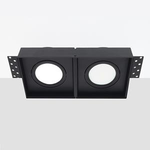 Letsleds Bella Ondiepe LED inbouw 40mm trimless spot kantelbaar 5Watt vierkant dubbel ZWART IP65 dimbaar - interne driver