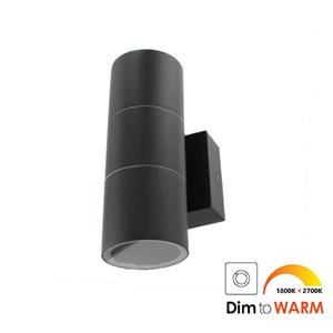 Letsleds Wandlamp LED 2x7Watt ZWART 230Volt IP65 dimbaar