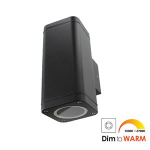 Letsleds Wandlamp LED 2x7Watt ZWART 230Volt IP65 dimbaar
