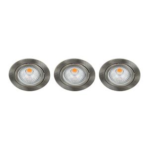 Letsleds Set 3x Bella Ondiepe LED spot kantelbaar 5Watt rond NIKKEL IP65 dimbaar