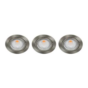 Letsleds Set 3x Bella Ondiepe LED spot kantelbaar 5Watt rond NIKKEL IP65 dimbaar